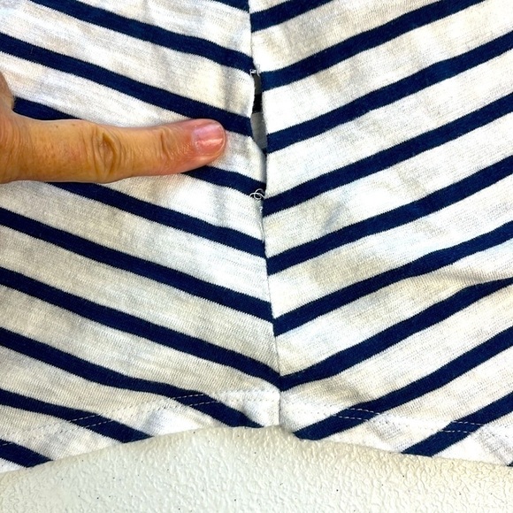 Eileen Fisher Scoop Neck Stripe Tank Sleeveless Tee Shirt Blue/White Nautical L - Picture 9 of 9